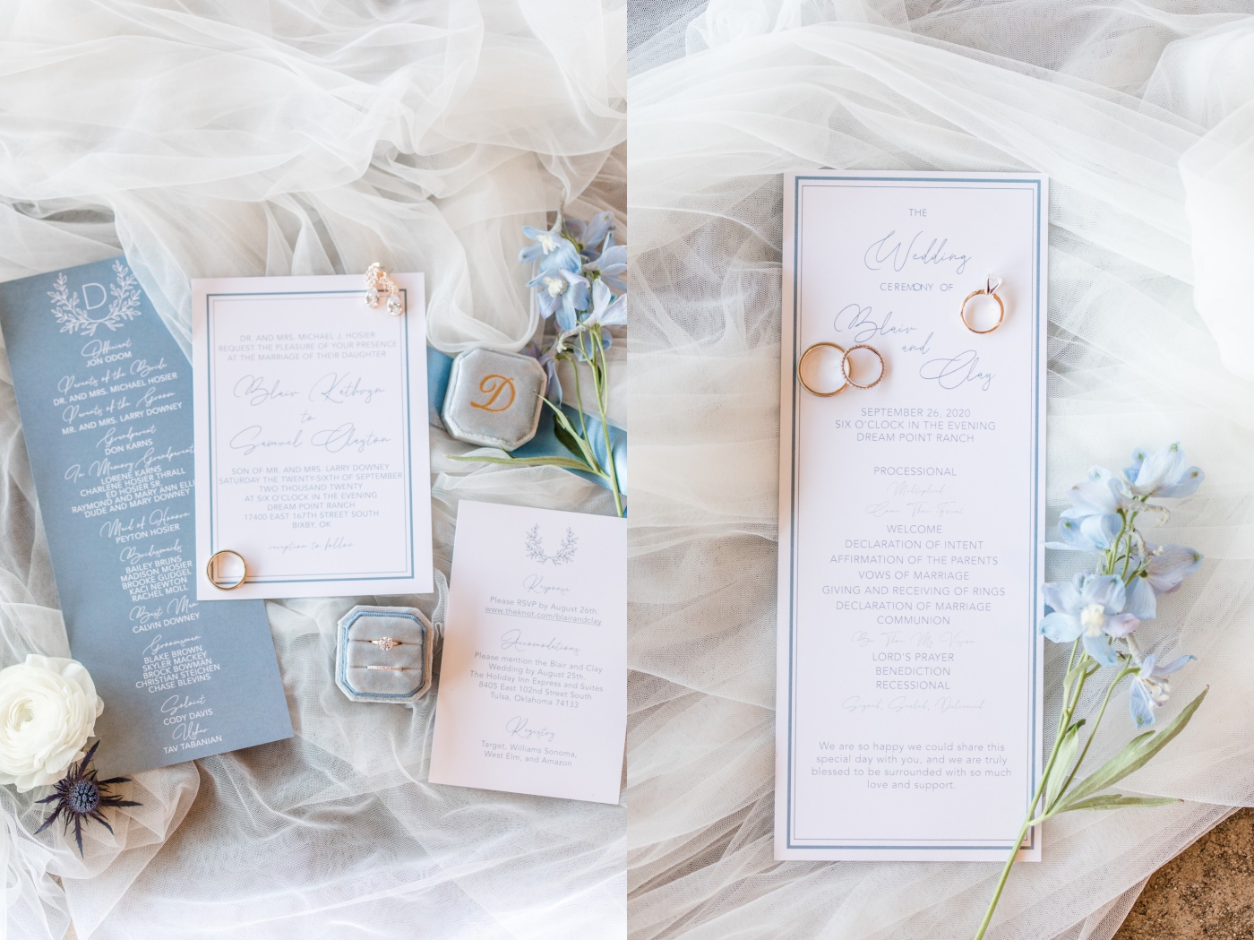 Dusty blue and burgundy fall wedding