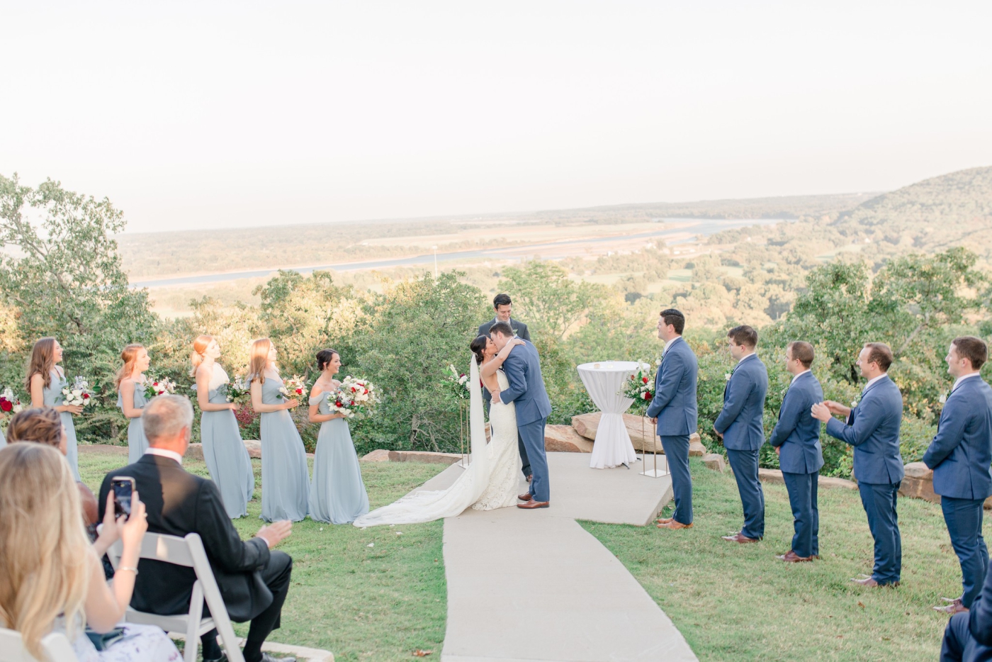 Fall wedding ceremony at Dream Point Ranch