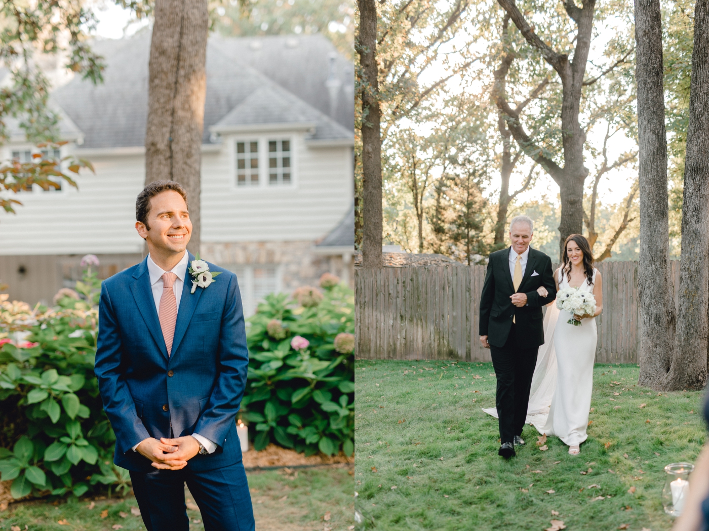 Elegant and classic white and gold backyard wedding