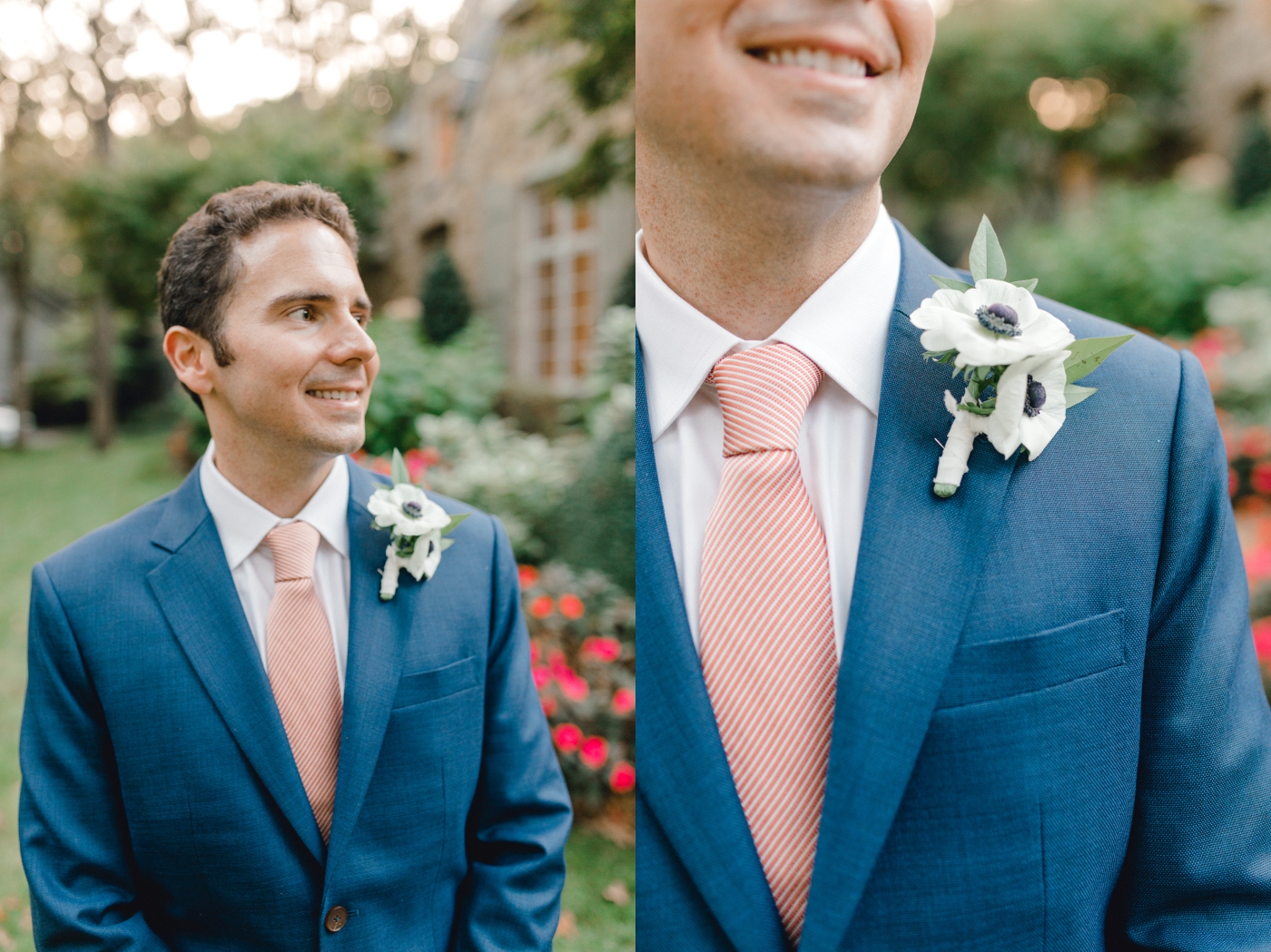 groom portraits in intimate backyard wedding