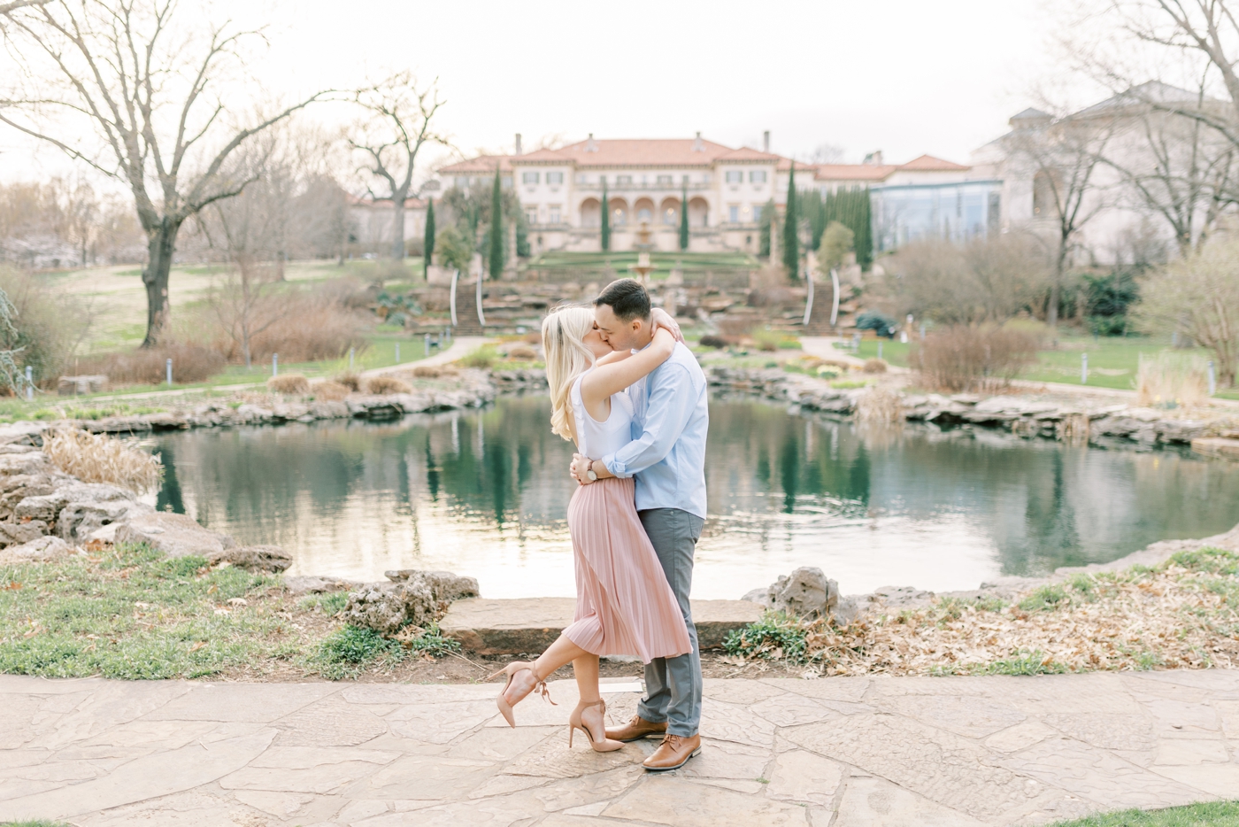 Engagement session at the Villa Terrace at Philbrook Museum