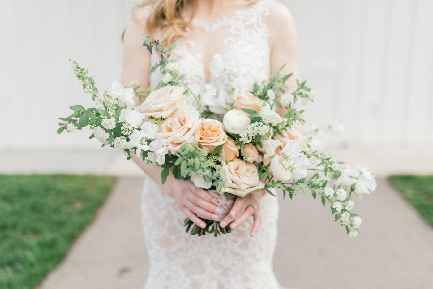Blush and cream bridal bouquet by Penelope and Lu