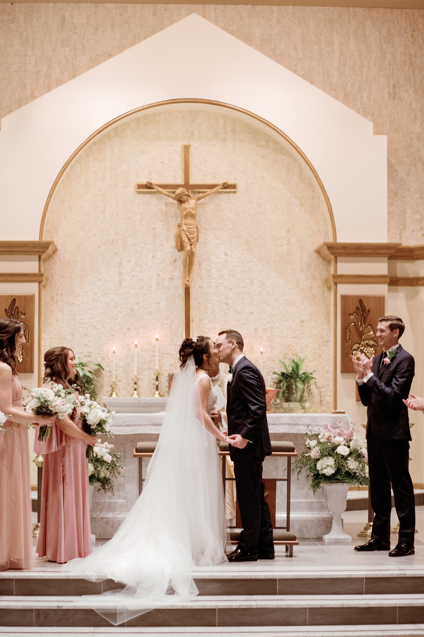 Spring wedding ceremony at Church of St. Mary in Tulsa