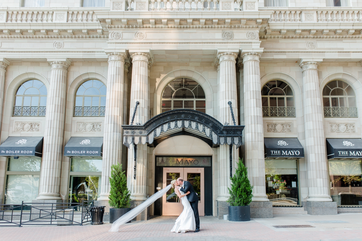 Bride and groom portraits in downtown Tulsa