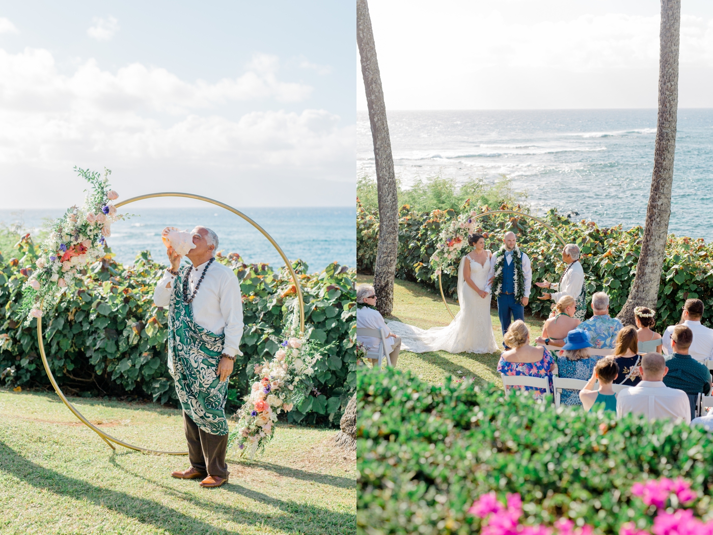 Wedding ceremony overlooking the ocean at Merriman’s in Kapalua