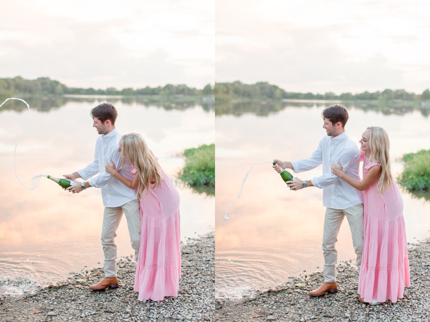 Casual lakeside engagement session