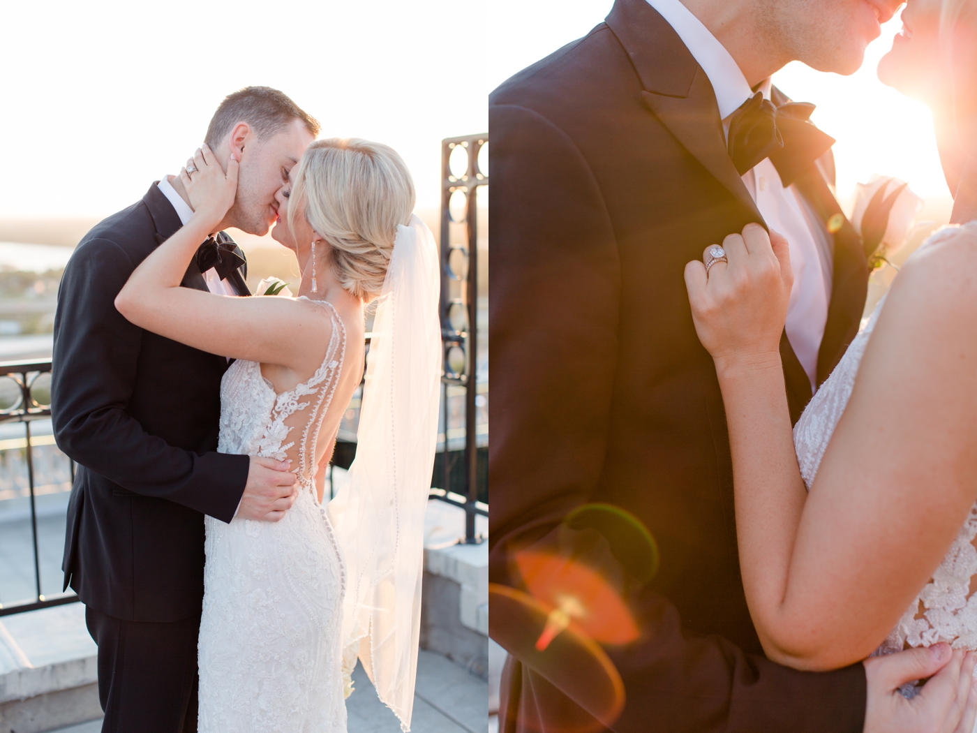 Sunset bride and groom portraits on the rooftop at The Mayo Hotel