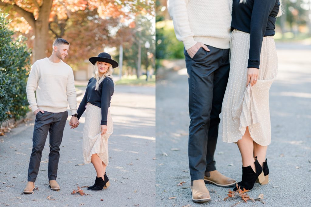 Black and Cream engagement session outfits