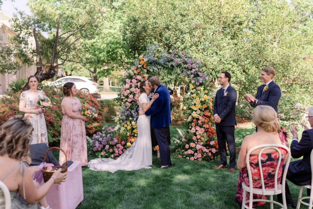 Backyard wedding ceremony in Tulsa