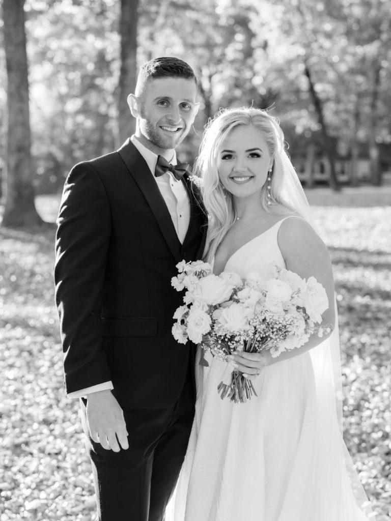 Black and white bride and groom portraits at Spain Ranch