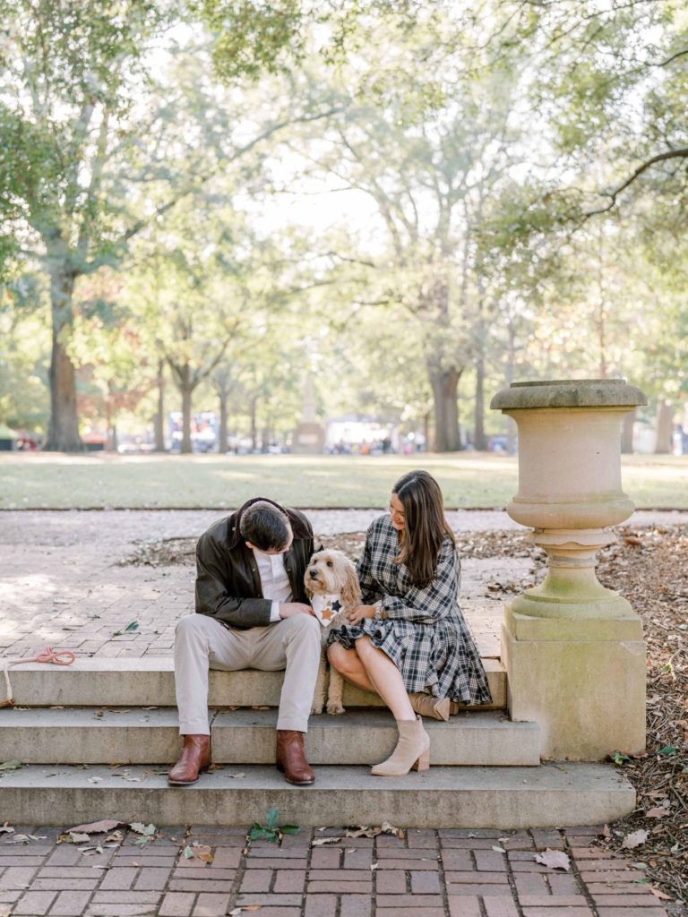 Golden hour engagement session at the University of Columbia