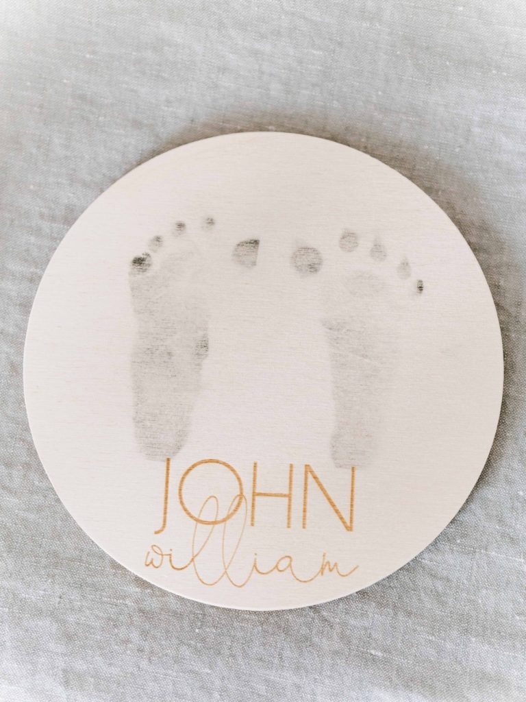 Baby footprint detail photo during in-home newborn session