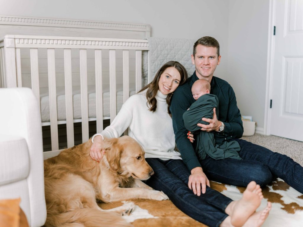 Newborn family photography with dog in Tulsa