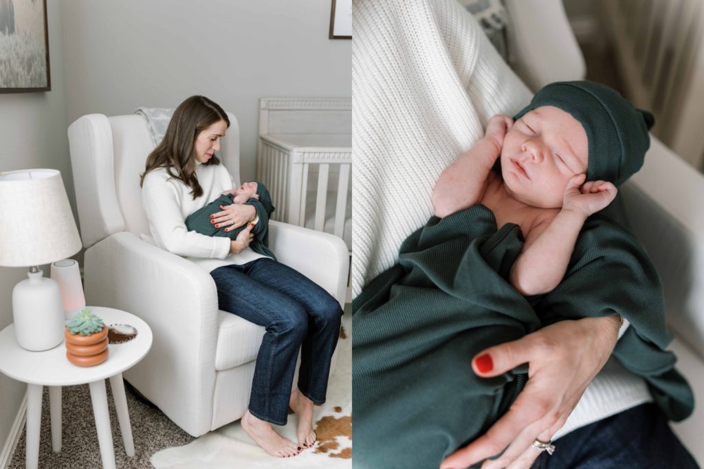 Casual in-home newborn session photography by Holly Felts