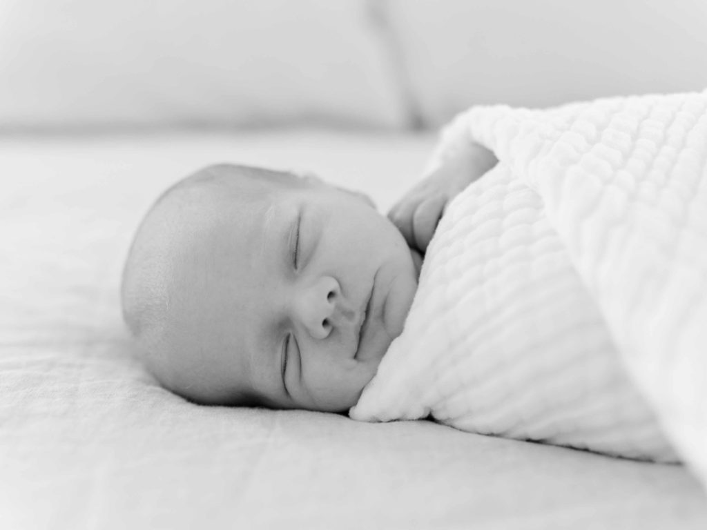 Black and white newborn session photography