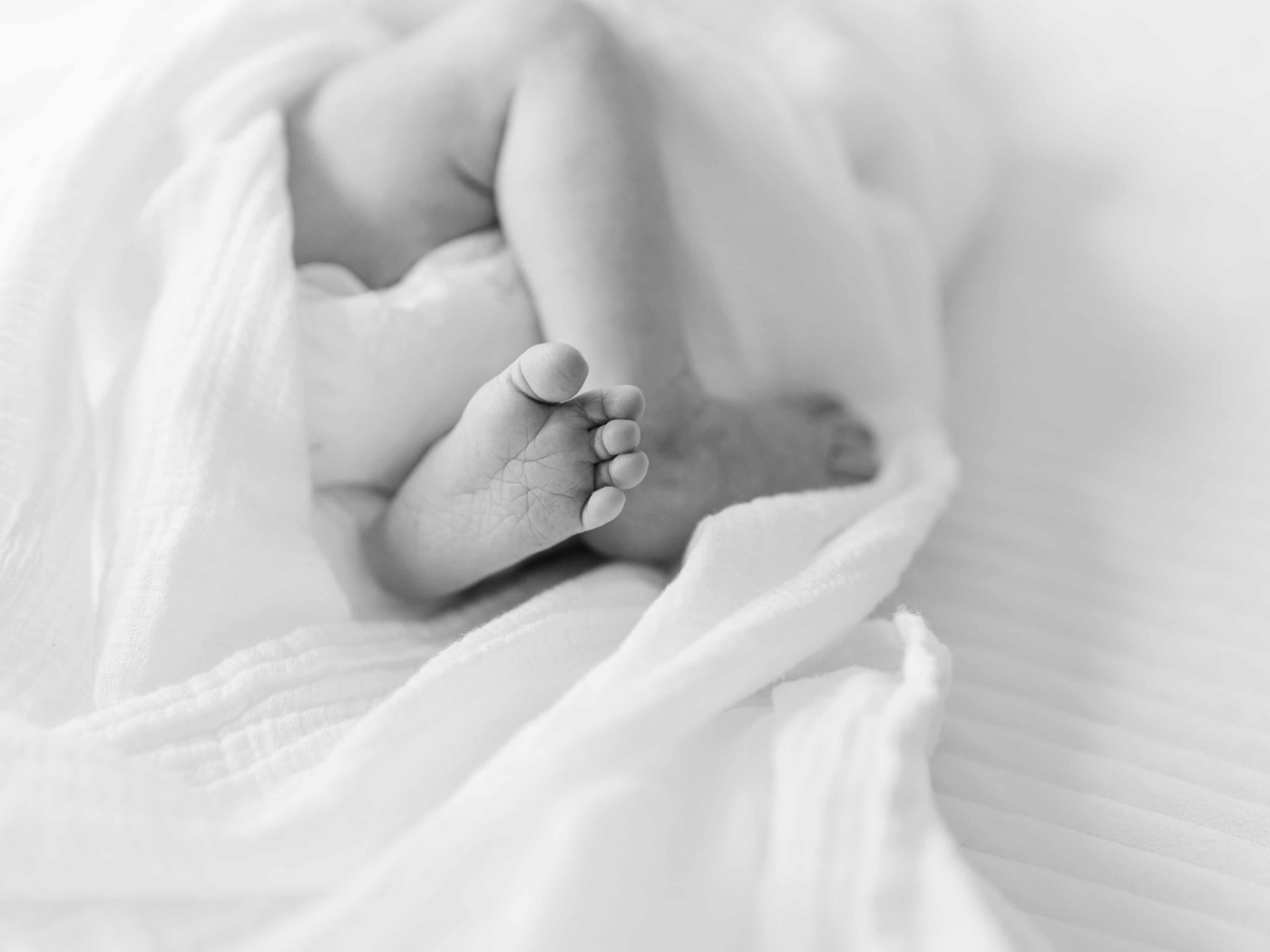 Black and white newborn photography