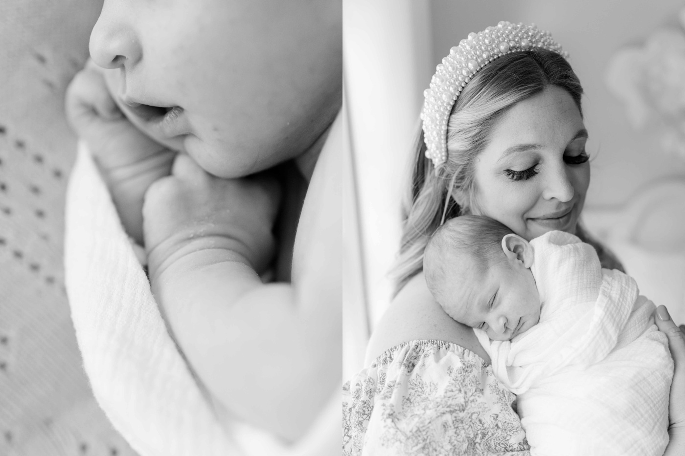 Black and white newborn photography