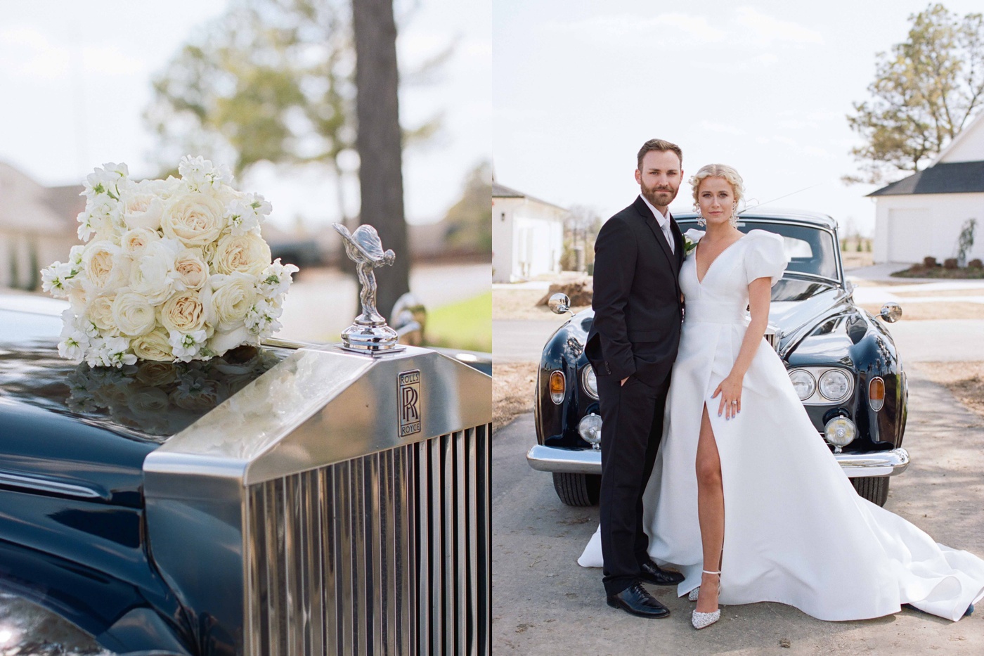 Vintage black Rolls Royce provided by Tulsa Wedding Car for a styled shoot