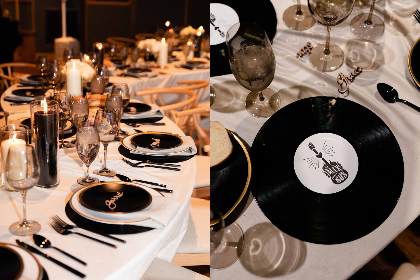 Rock chic-themed rehearsal dinner at The Church Studio