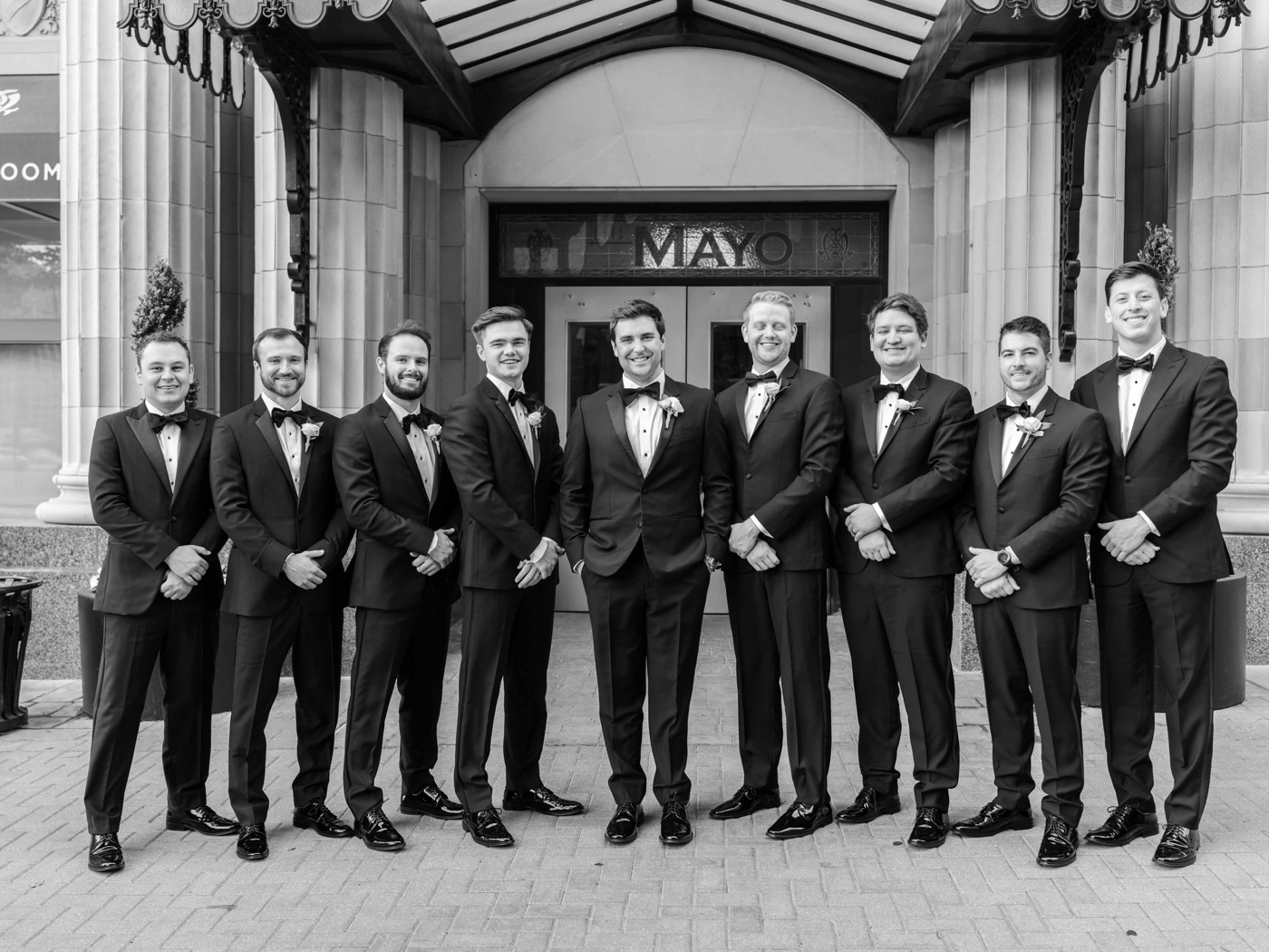 Bridal party portraits at The Mayo Hotel