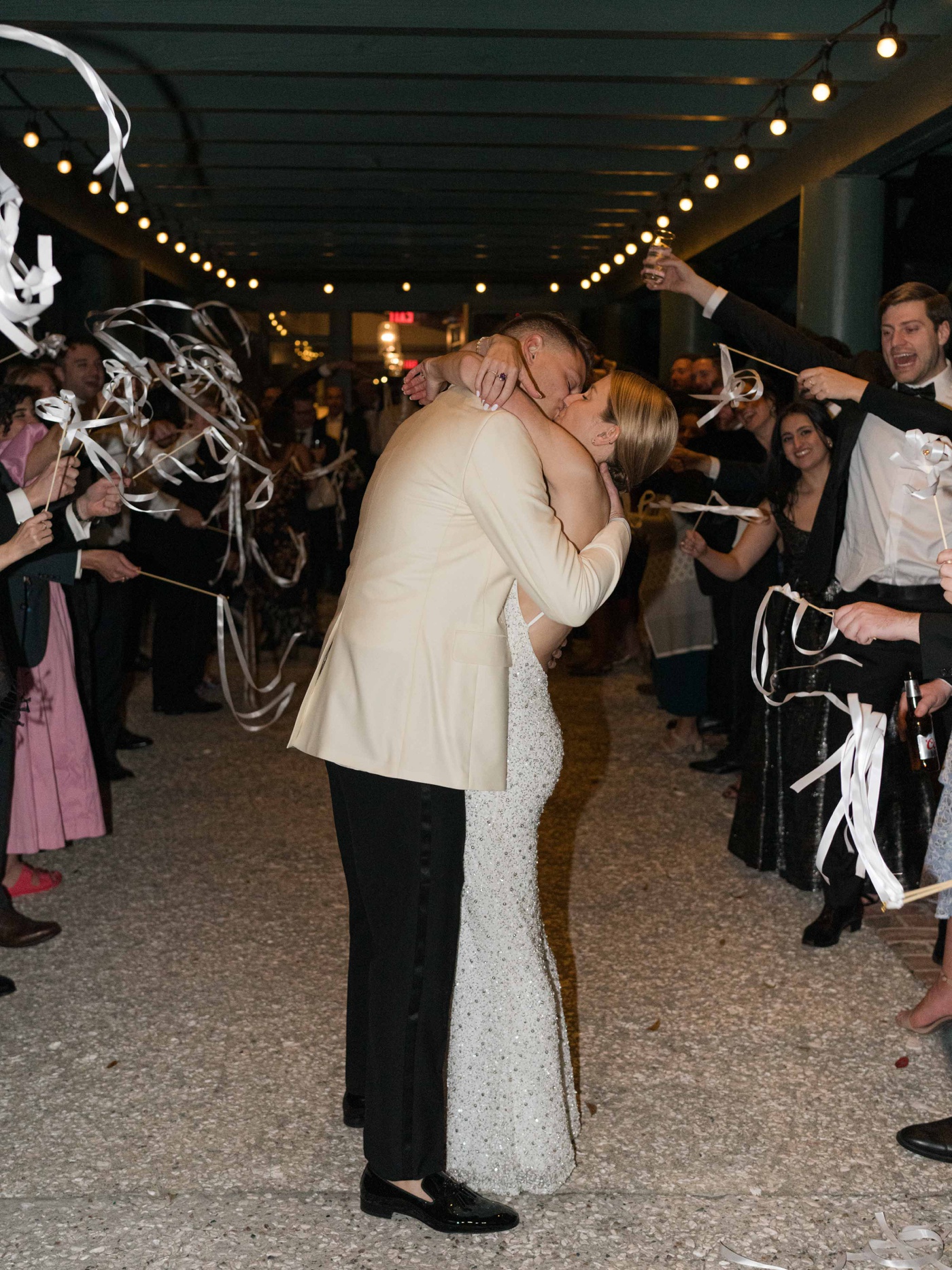 Streamer exit at a Lowcountry wedding