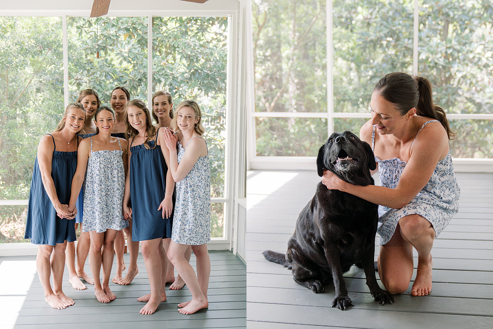 bridesmaids in lake pajamas on spring island