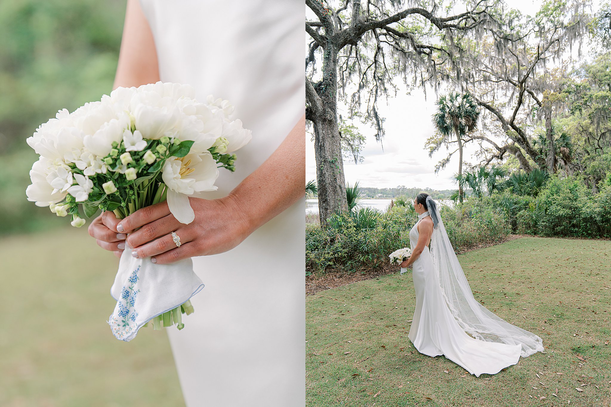 bride overlooking the marsh on spring island 