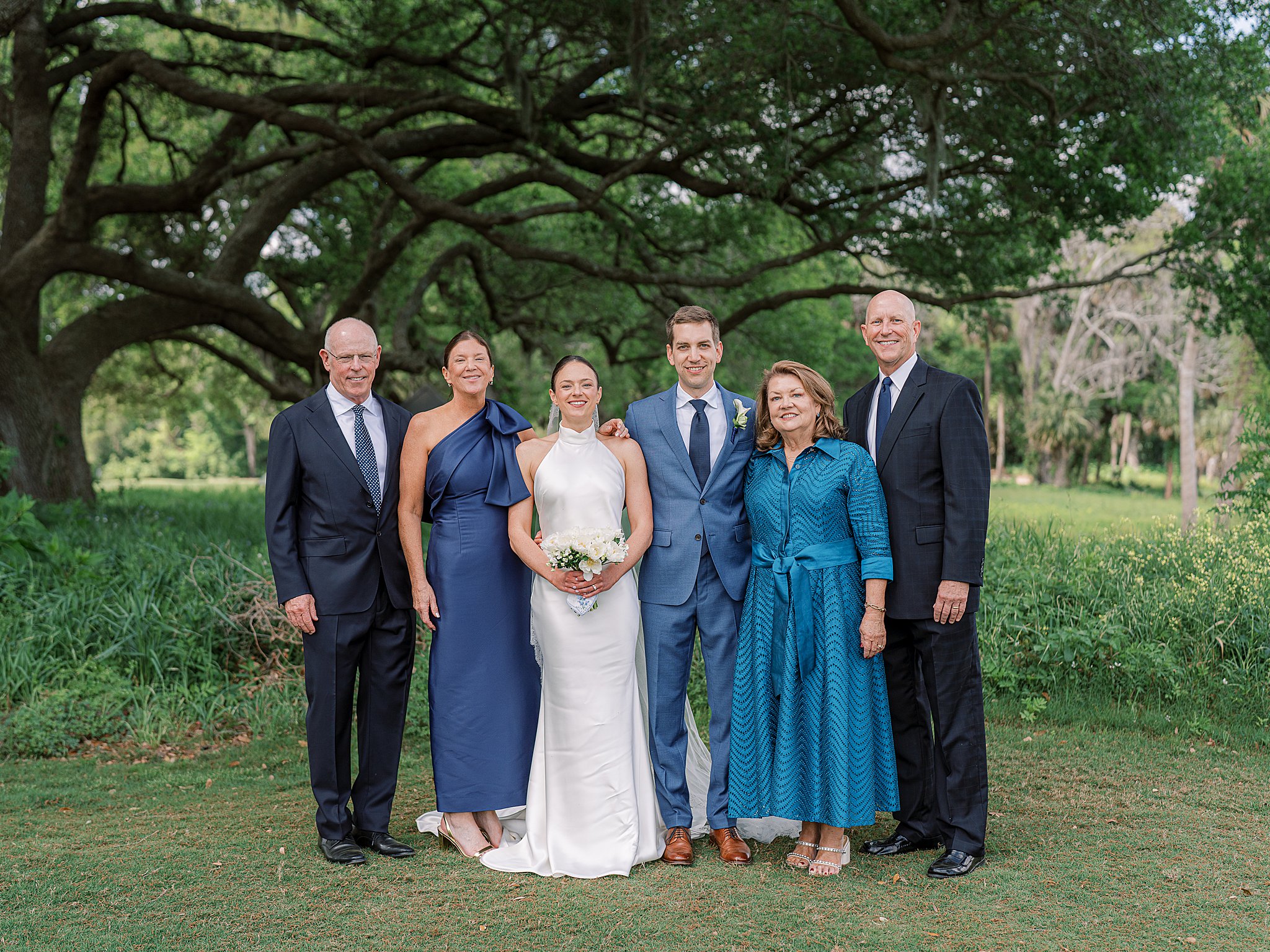 family portraits on spring island under oak trees