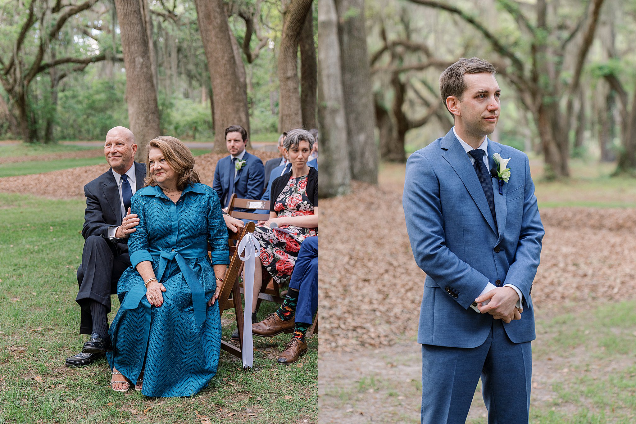 grooms parents looking at him during ceremony