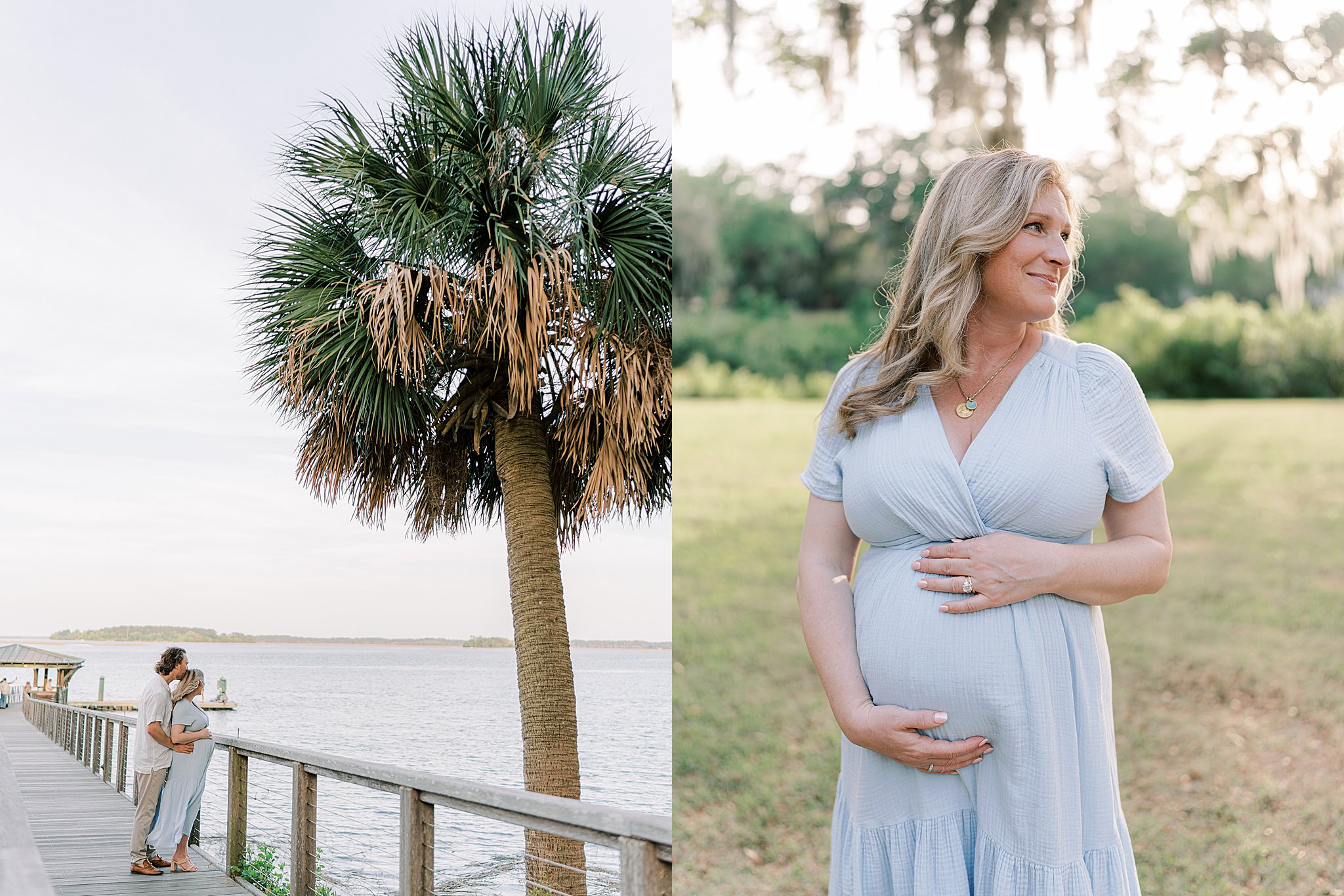Joyful couple awaiting their baby girl during a Palmetto Bluff maternity photography session