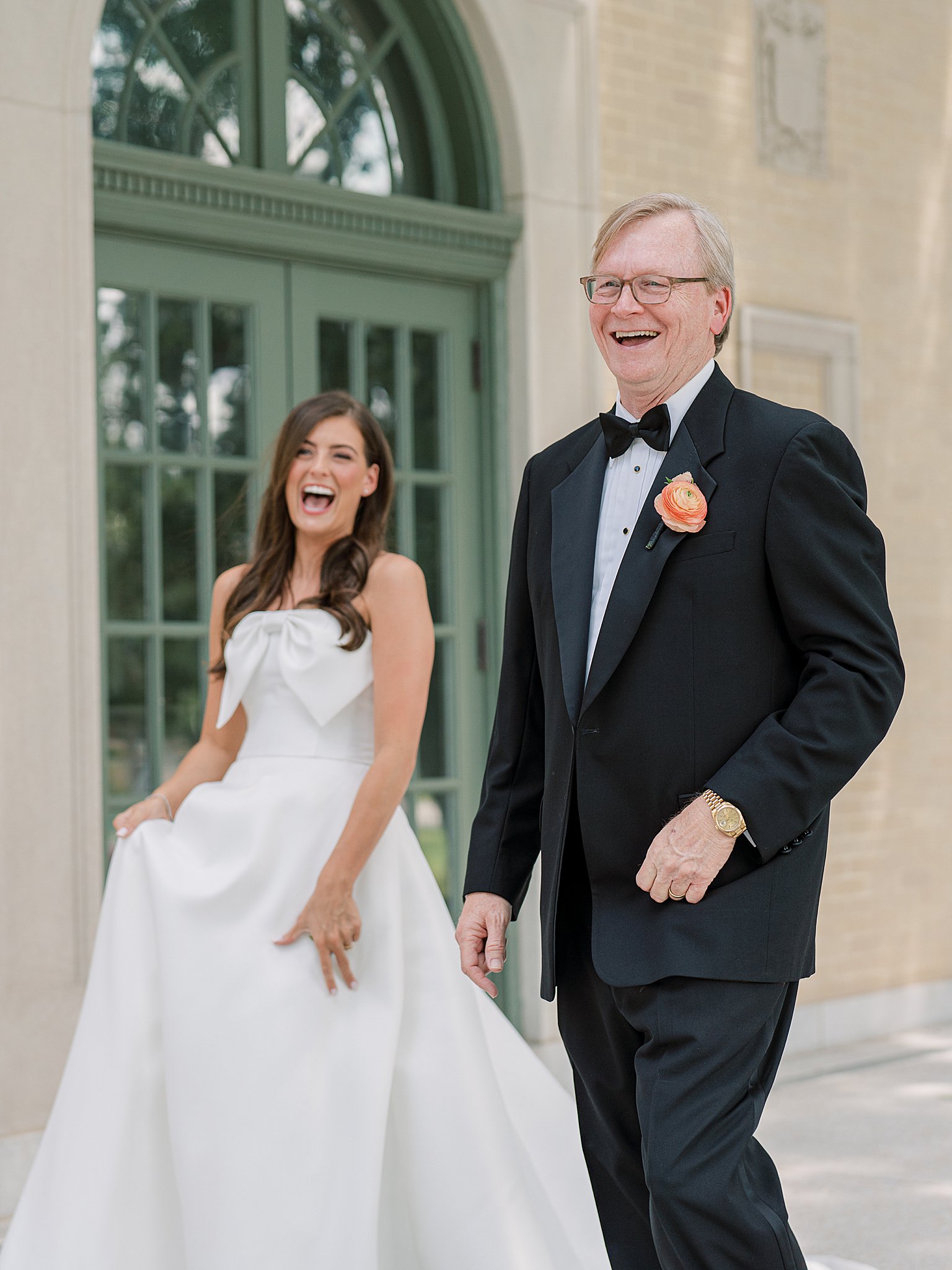 Tulsa wedding photography capturing the emotional father-daughter first look at Chapman and Libby’s wedding