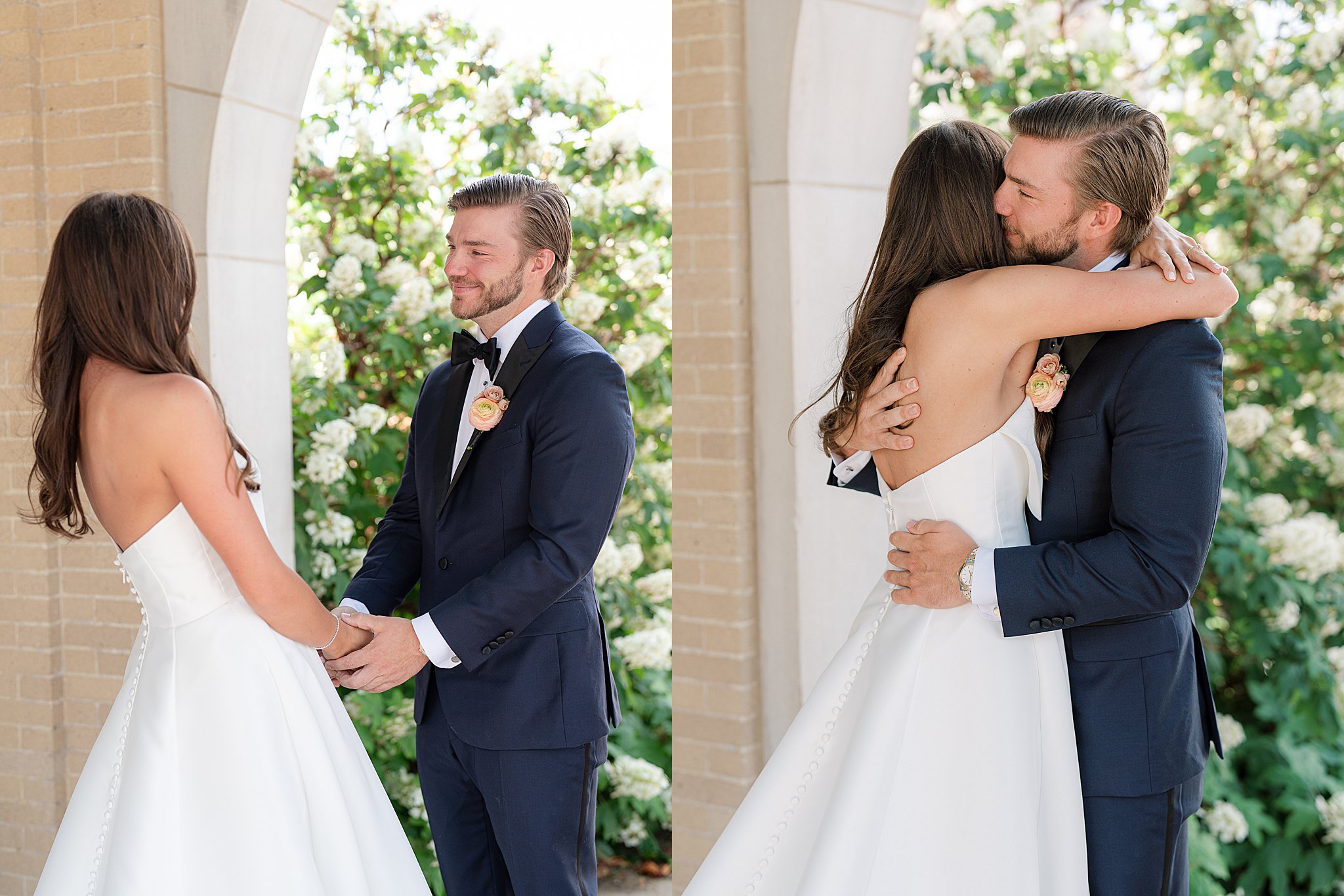 Tulsa wedding photography capturing the emotional bride and groom first look at Chapman and Libby’s wedding