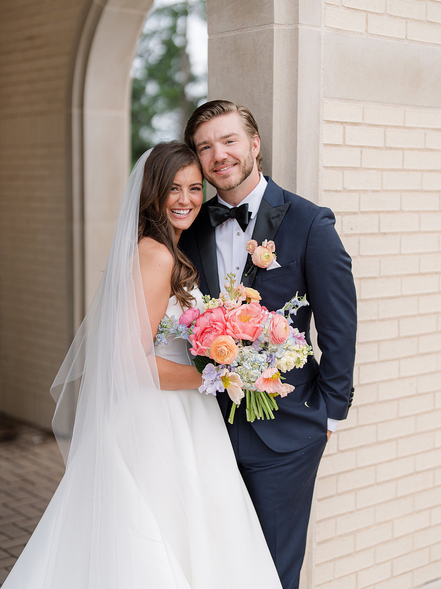 Tulsa wedding photography of bride and groom posing for romantic couple portraits