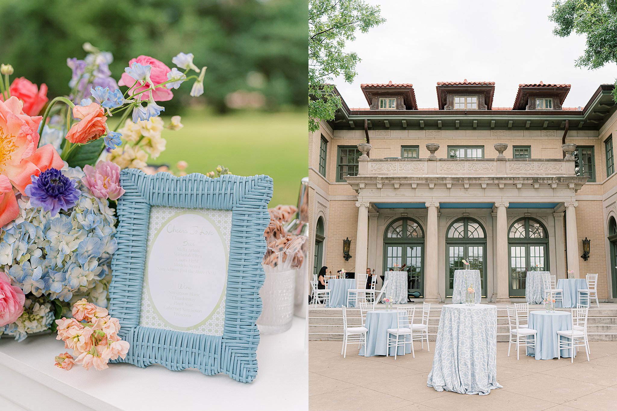 Tulsa wedding photography capturing cocktail hour at Chapman and Libby’s wedding at The Mansion at Woodward Park