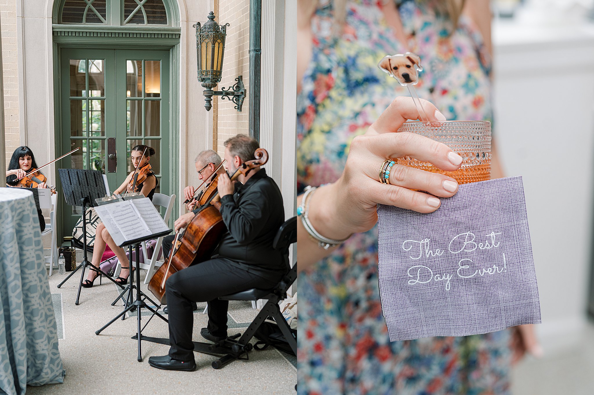 Tulsa wedding photography capturing cocktail hour at Chapman and Libby’s wedding at The Mansion at Woodward Park