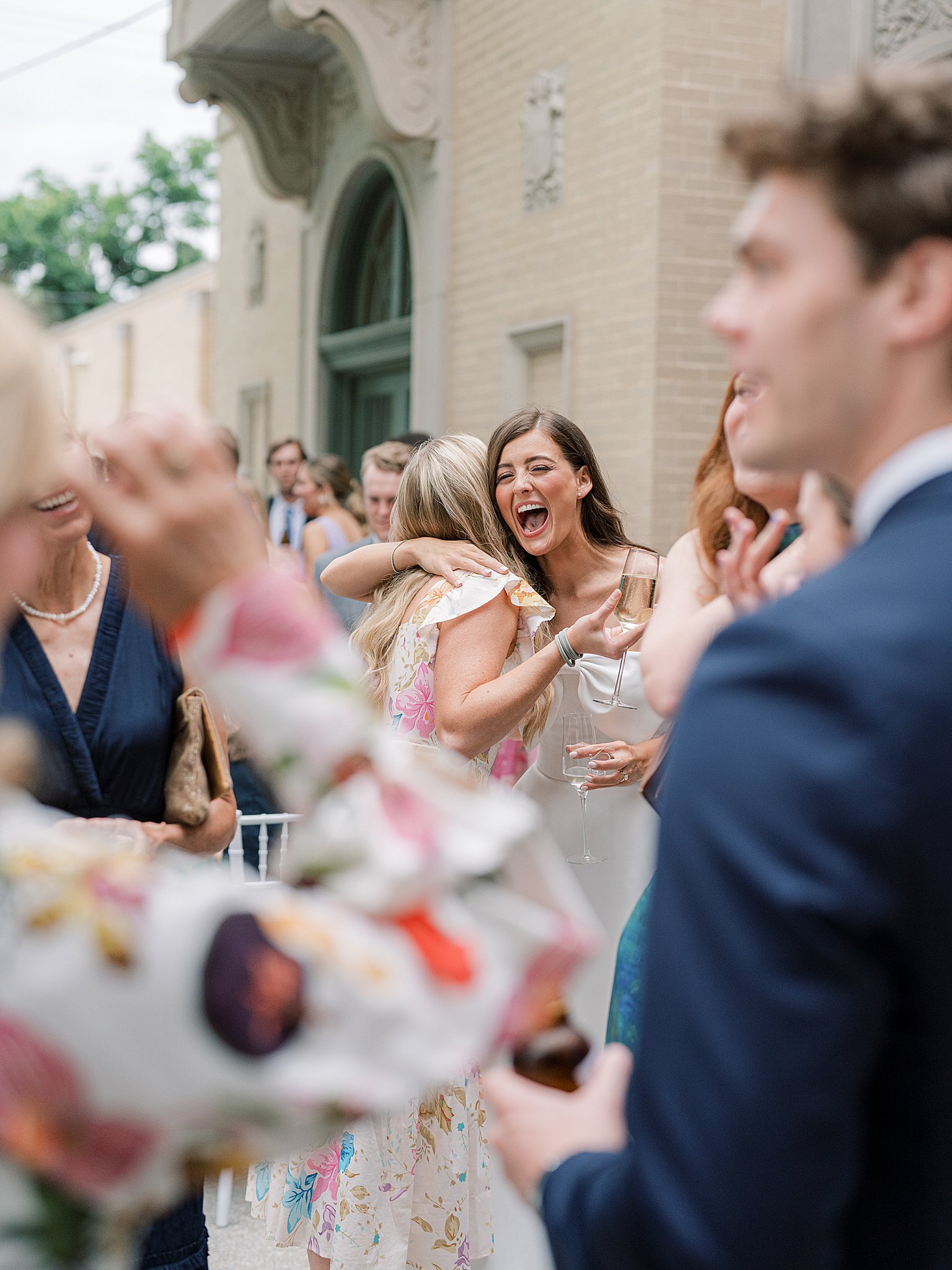 Tulsa wedding photography capturing cocktail hour at Chapman and Libby’s wedding at The Mansion at Woodward Park